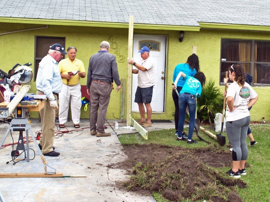 Kiwanis team preparing to build handicapped ramp