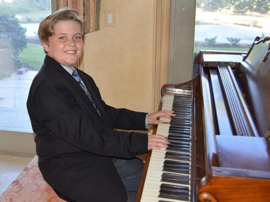 Gabriel Knott playing piano