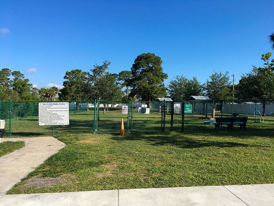 view of Sebastian Bark Park from outside fence Sebastian Florida
