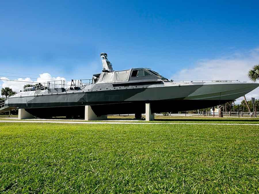 Mark V Assault Craft on display in yard